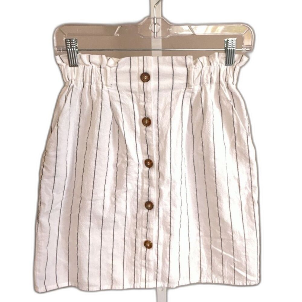 Sienna Sky Elastic Stretch White Stripes Medium Skirt Cotton Mix